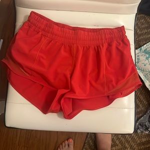 red lululemon shorts
